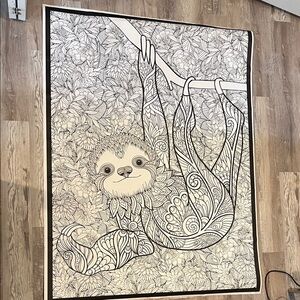 Charming Black and White Sloth Wall Art. 48”w x 63” h. You can color the poster
